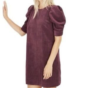 Who What Wear Corduroy Puff Short Sleeve Mini Dress SzS holiday Thanksgiving